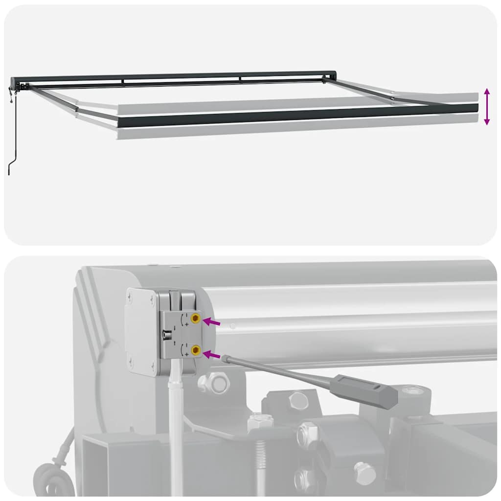 Markise Einziehbar Anthrazit und Weiß 5x3 m Stoff und Aluminium