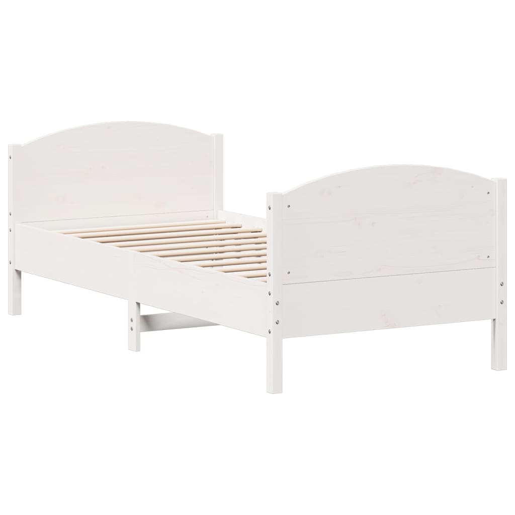 Massivholzbett ohne Matratze Weiß 90x200 cm Kiefernholz