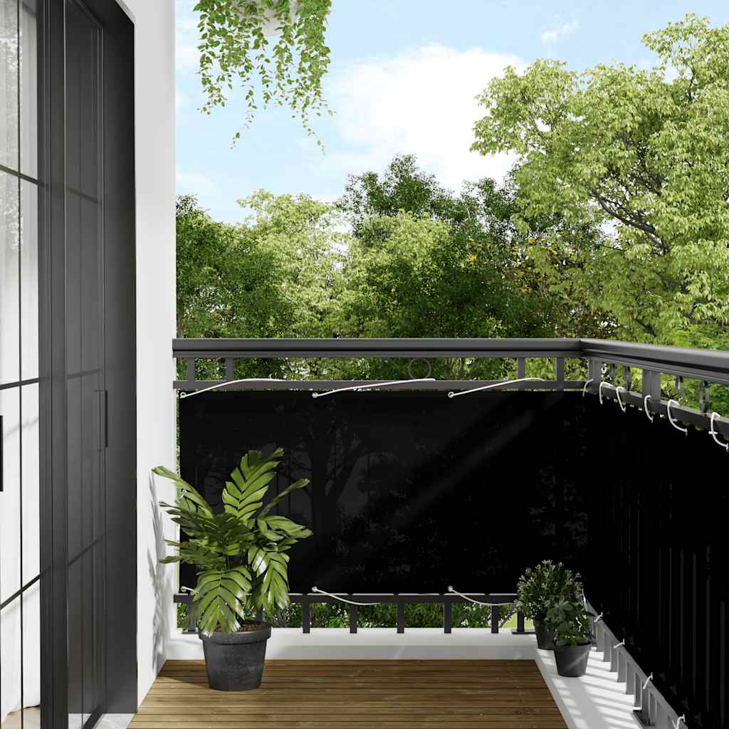 Balkon-Sichtschutz Schwarz 75x1000 cm 100 % Polyester-Oxford