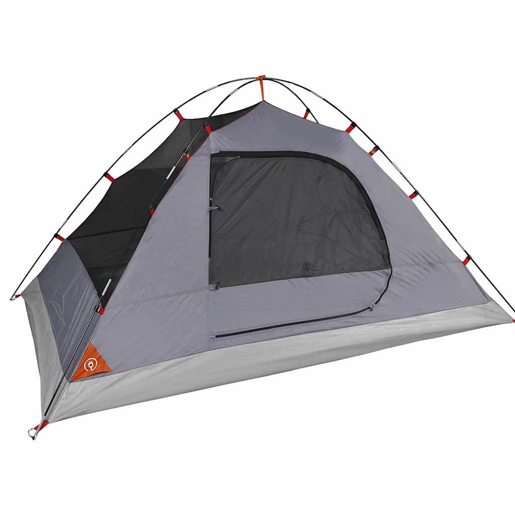 Kuppel-Campingzelt 4 Personen Grau und Orange Wasserdicht