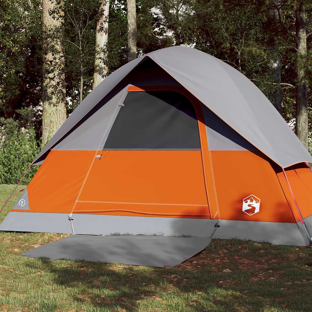 Kuppel-Campingzelt 3 Personen Grau und Orange Wasserdicht