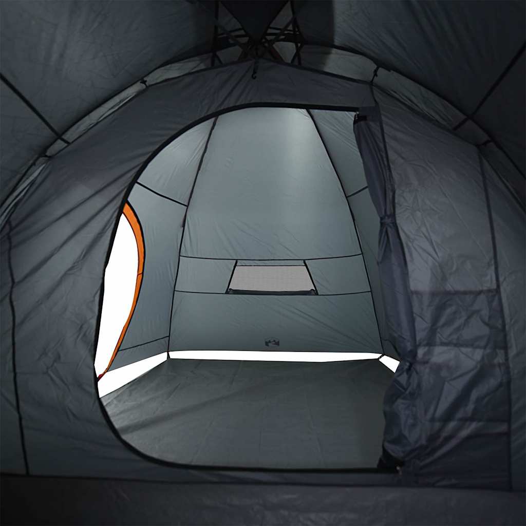 Campingzelt 8 Personen Grau und Orange Wasserdicht