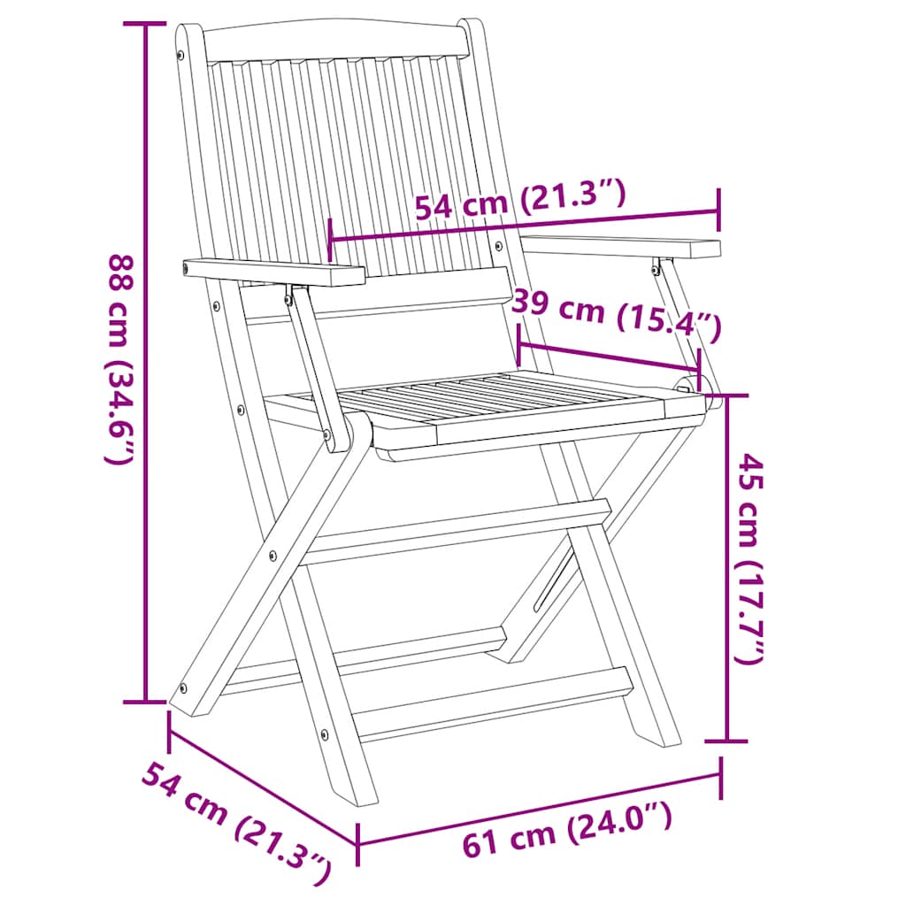 Gartenstühle 4 Stk. Klappbar 54x61x88 cm Massivholz Akazie