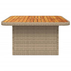 Gartentisch Beige 80x80x71 cm Poly Rattan und Akazienholz