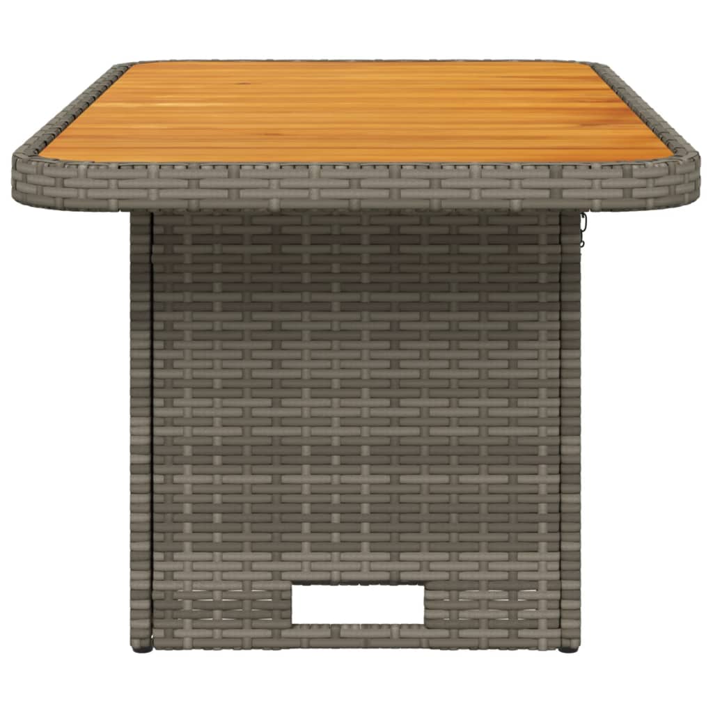 Gartentisch Grau 90x55x71 cm Poly Rattan und Akazienholz