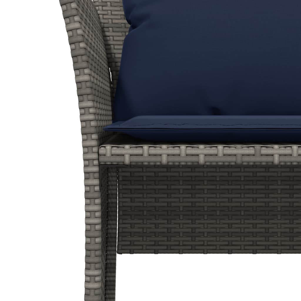 Gartenstuhl mit Fußhocker Grau Poly Rattan
