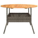 Gartentisch mit Holzplatte Grau Ø110x71 cm Poly Rattan