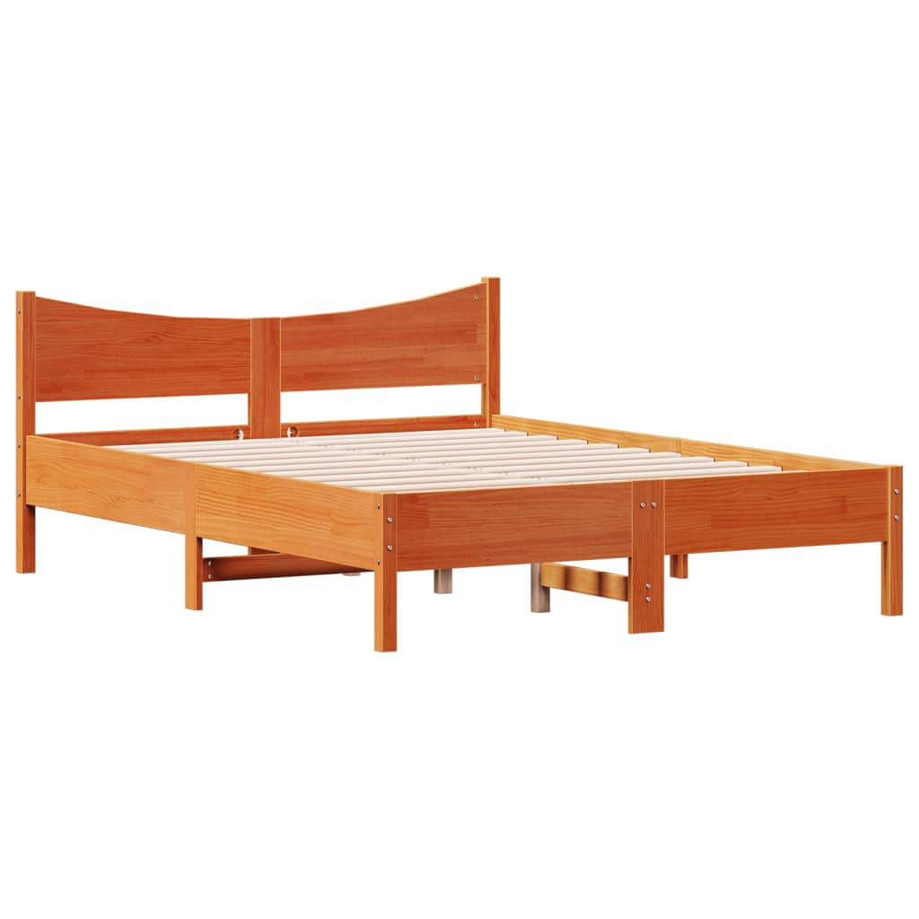Massivholzbett ohne Matratze Wachsbraun 140x190 cm Kiefernholz