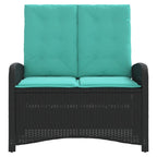 Gartenbank Verstellbar mit Kissen Schwarz Poly Rattan