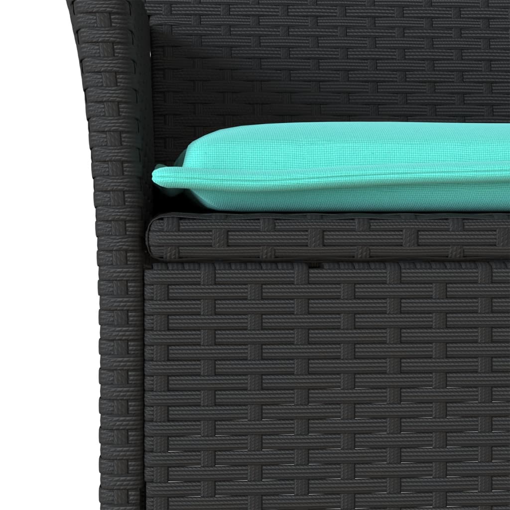 Gartenstühle mit Kissen 2 Stk. Schwarz Poly Rattan