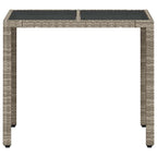 Gartentisch mit Glasplatte Hellgrau 90x90x75 cm Poly Rattan