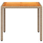 Gartentisch Beige 90x90x75 cm Poly Rattan Akazienholz