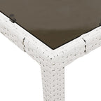 Gartentisch mit Glasplatte Weiß 150x90x75 cm Poly Rattan