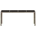 Gartentisch mit Glasplatte Hellgrau 190x90x75 cm Poly Rattan