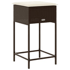 Garten-Barhocker mit Kissen 2 Stk. Braun Poly Rattan
