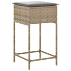 Garten-Barhocker mit Kissen 2 Stk. Beige Poly Rattan