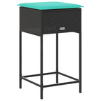 Garten-Barhocker mit Kissen 2 Stk. Schwarz Poly Rattan