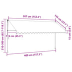 Markise Einziehbar Creme 400x150 cm Stoff und Stahl