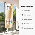 Außenrollo Orange und Weiß 100x270 cm Stoff und Stahl