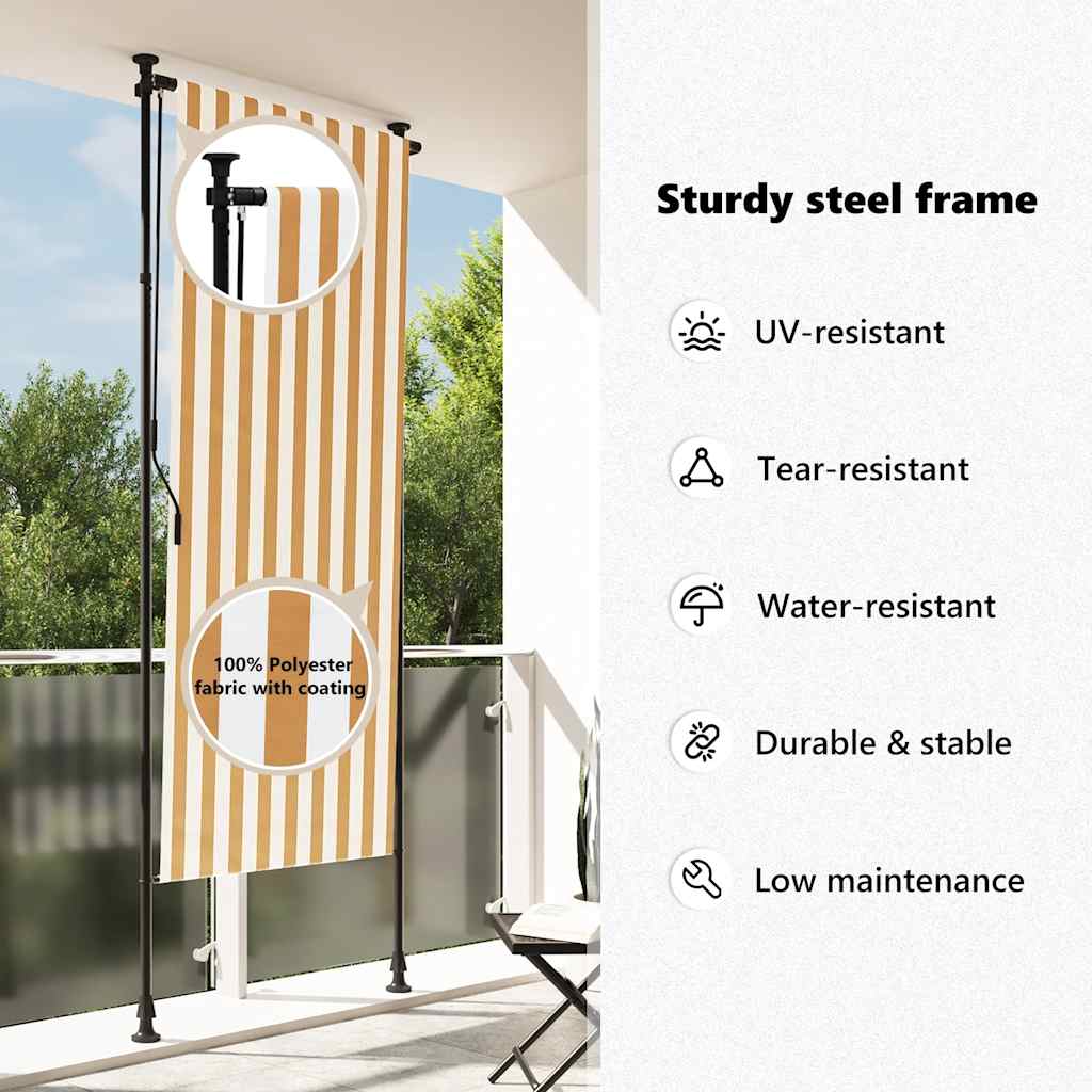 Außenrollo Orange und Weiß 100x270 cm Stoff und Stahl
