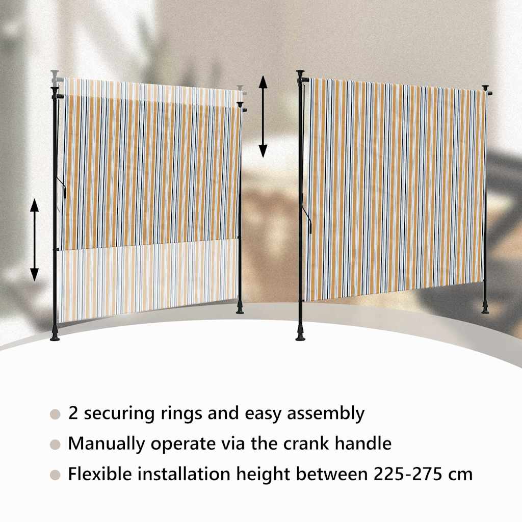 Außenrollo Gelb und Weiß 150x270 cm Stoff und Stahl