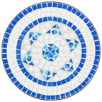 Mosaik-Bistro-Set Blau und Weiß Eisen und Keramik