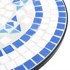 Mosaik-Bistro-Set Blau und Weiß Eisen und Keramik