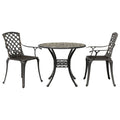 3-tlg. Bistro-Set Bronzen Aluminiumguss