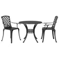 3-tlg. Bistro-Set Schwarz Aluminiumguss