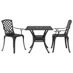 3-tlg. Bistro-Set Schwarz Aluminiumguss