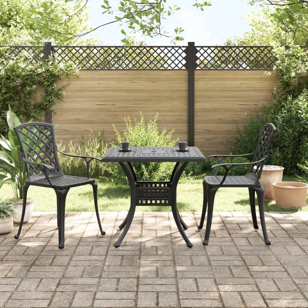 3-tlg. Bistro-Set Schwarz Aluminiumguss