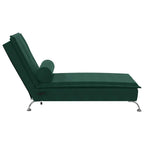 Massage-Chaiselongue mit Nackenrolle Dunkelgrün Samt
