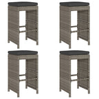 Garten-Barhocker mit Kissen 4 Stk. Grau Poly Rattan