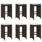 Garten-Barhocker mit Kissen 6 Stk. Braun Poly Rattan
