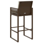 Garten-Barhocker mit Kissen 2 Stk. Braun Poly Rattan