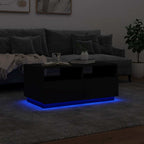 Couchtisch mit LED-Leuchten Schwarz 90x49x40 cm