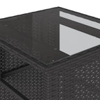 3-tlg. Bistro-Set mit Kissen Schwarz Poly Rattan