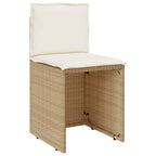3-tlg. Bistro-Set mit Kissen Beige Poly Rattan