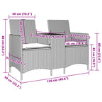 Gartensofa 2-Sitzer mit Tisch und Kissen Hellgrau Poly Rattan