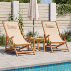 Strandstuhl Klappbar Massivholz Eukalyptus und Stoff