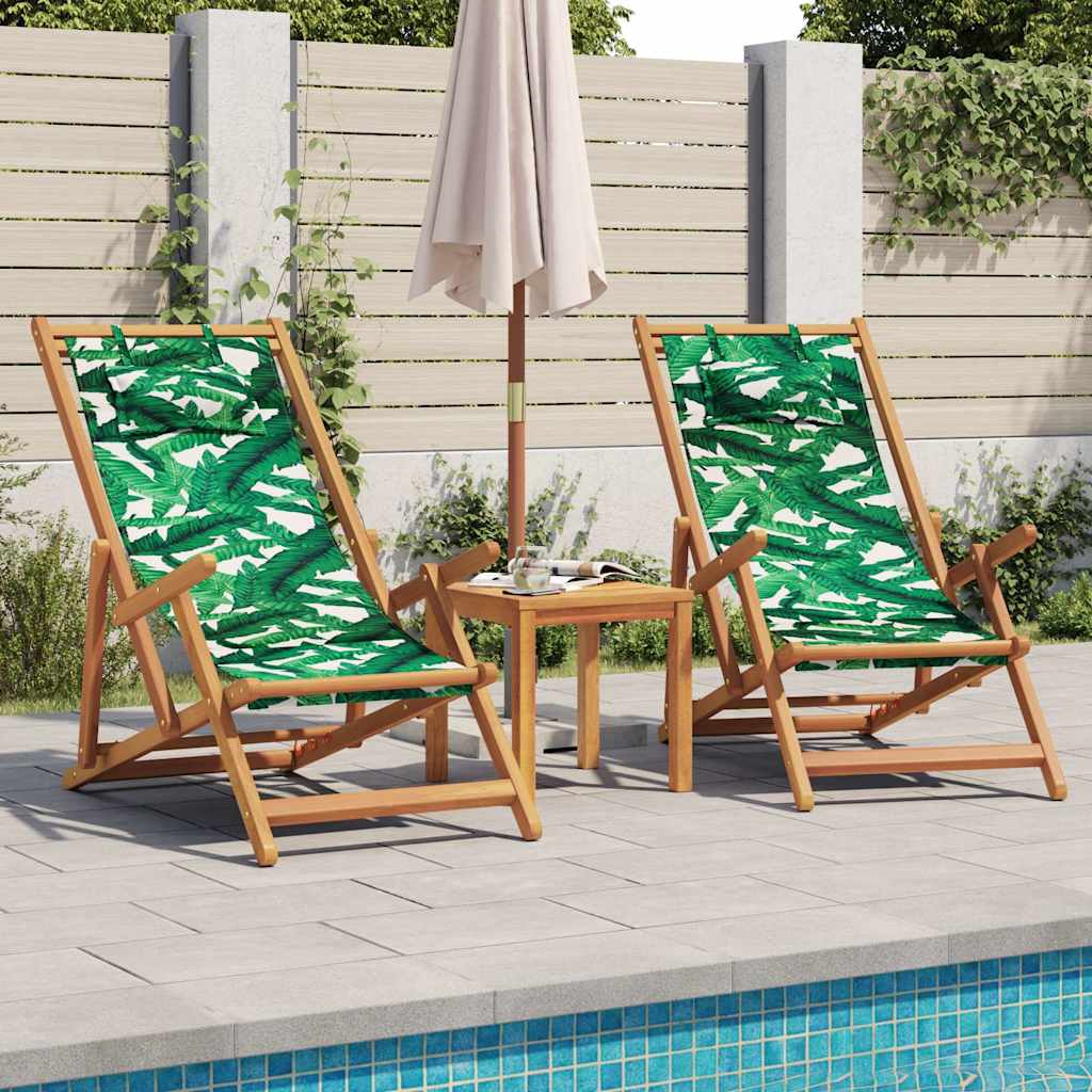 Strandstuhl Klappbar Massivholz Eukalyptus und Stoff
