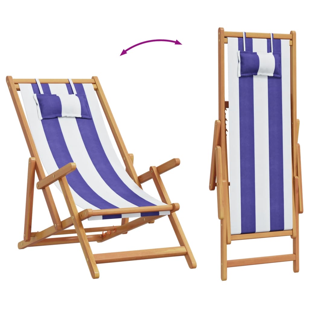 Strandstuhl Klappbar Massivholz Eukalyptus und Stoff