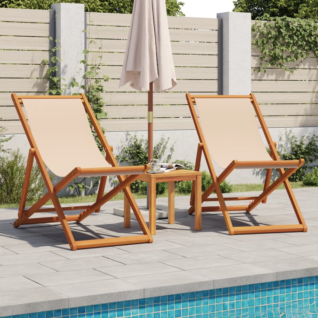 Strandstuhl Klappbar Massivholz Eukalyptus und Stoff