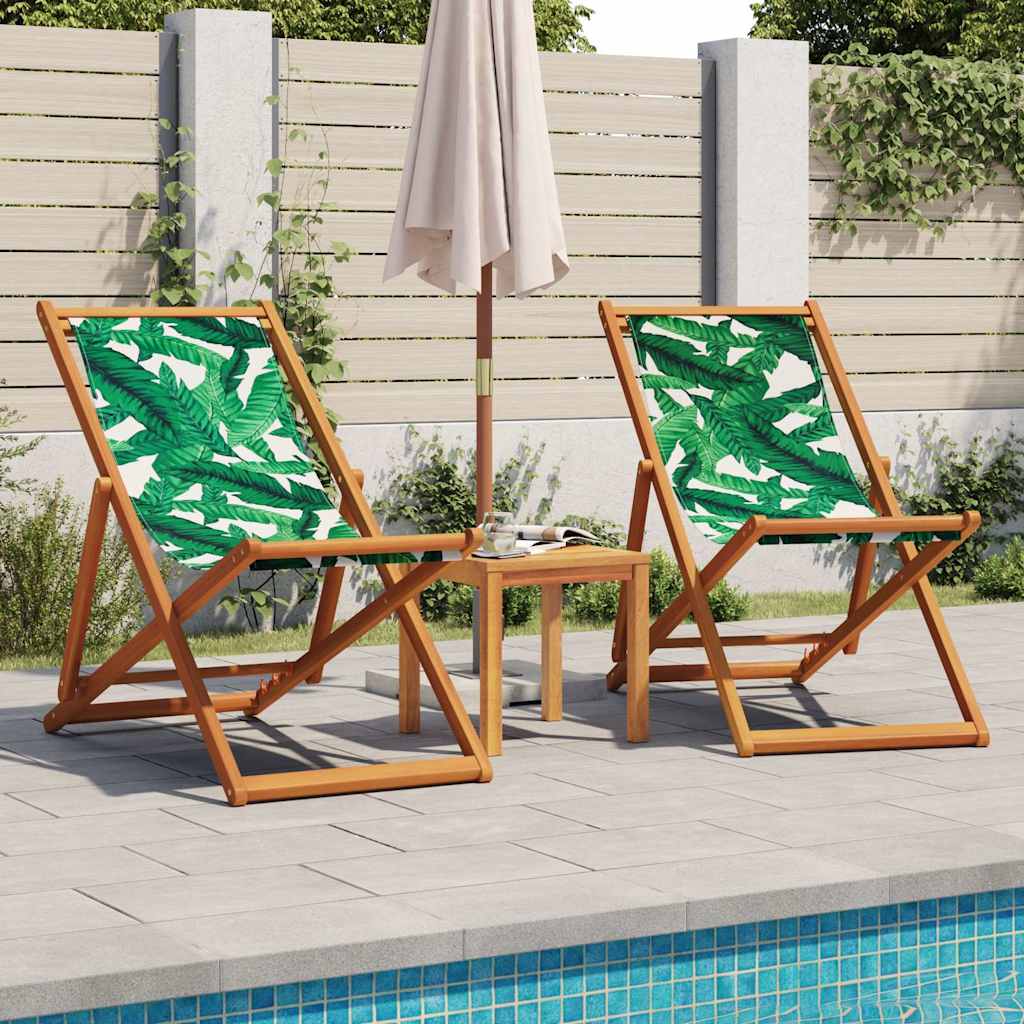 Strandstuhl Klappbar Massivholz Eukalyptus und Stoff