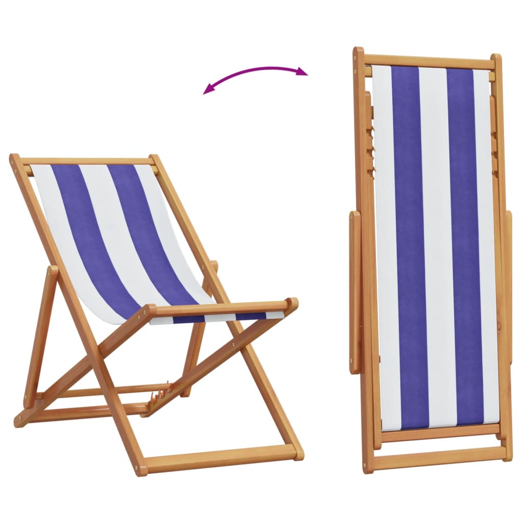 Strandstuhl Klappbar Massivholz Eukalyptus und Stoff