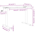 Gestell für Sitz-Steh-Schreibtische Weiß (94-135)x60x(70-114)cm
