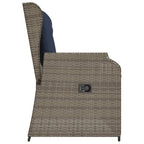 Gartenbank mit Liegefunktion und Kissen Grau Polyrattan