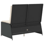 Gartenbank Verstellbar mit Kissen Schwarz Poly Rattan