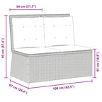 Gartenbank Verstellbar mit Kissen Schwarz Poly Rattan