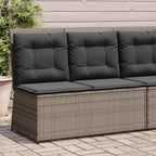 Gartenbank Verstellbar mit Kissen Grau Poly Rattan